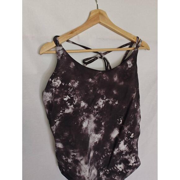 Athleta Supernova‎ Keyhole One Piece Swimsuit Black Gray Tie Dye XL  566796 UPF+ - Picture 4 of 10